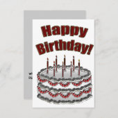 Rotes und Silberes Geburtstagskuchen-Party Einladung (Vorne/Hinten)