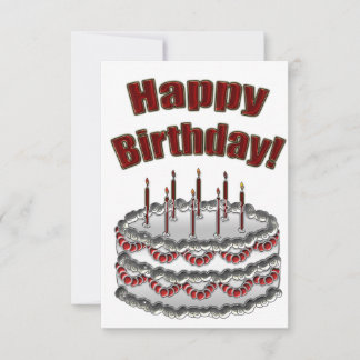 Rotes und Silberes Geburtstagskuchen-Party Einladung