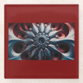 Rotes und Silberes Juliabrot-Fraktal Glasuntersetzer (Vorderseite)