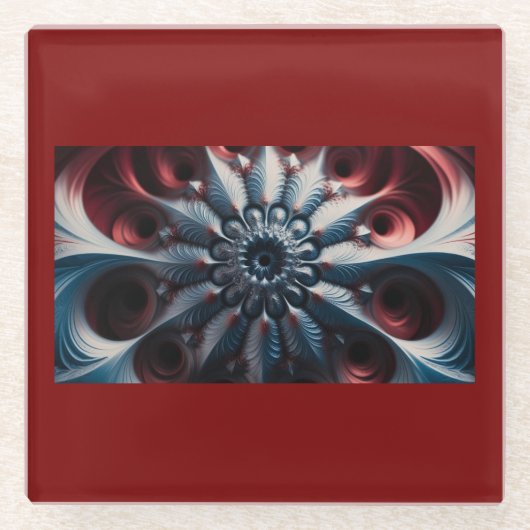 Rotes und Silberes Juliabrot-Fraktal Glasuntersetzer (Vorderseite)