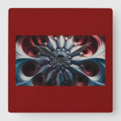 Rotes und Silberes Juliabrot-Fraktal Quadratische Wanduhr (Vorderseite)