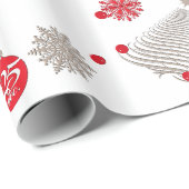 Rotes und Silberes Weihnachtsglänzungspapier Geschenkpapier (Rolleneckpunkt)