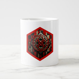 Rotes und silbernes keltisches Knotenmuster in ein Jumbo-Tasse