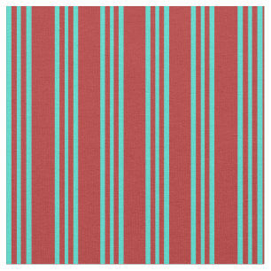 Rotes und türkisfarbenes Streifen-/Linienmuster Stoff