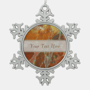 Rotes und vergoldetes Holz Schneeflocken Zinn-Ornament