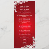 Rotes und vintage Blumen-Spitze-Hochzeitsprogramm Programm (Rückseite)
