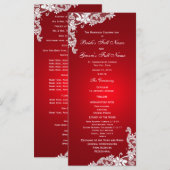 Rotes und vintage Blumen-Spitze-Hochzeitsprogramm Programm (Vorne/Hinten)