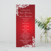 Rotes und vintage Blumen-Spitze-Hochzeitsprogramm Programm (Stehend Vorderseite)