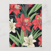 Rotes und weißes Amaryllis-Blumendesign Postkarte (Vorderseite)