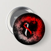 Rotes und weißes Band Grunge Herz Button (Vorne & Hinten)
