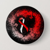 Rotes und weißes Band Grunge Herz Button (Vorderseite)