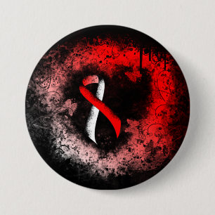 Rotes und weißes Band Grunge Herz Button