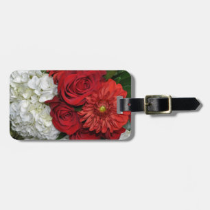 Rotes und weißes Blumenbouquet Gepäckanhänger