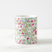 Rotes und weißes Blumendesign Kaffeetasse (Mittel)