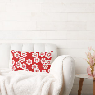 Rotes und weißes Blumendruckmuster Lendenkissen