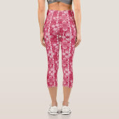 Rotes und weißes Blumenmuster Capri Leggings (Rückseite)