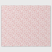 Rotes und weißes Blumenmuster Geschenkpapier (Flach)