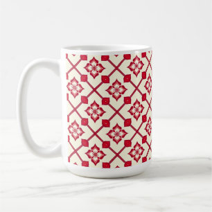 Rotes und weißes Blumenmuster Kaffeetasse