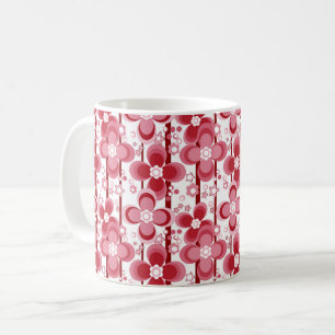 Rotes und weißes Blumenmuster Kaffeetasse