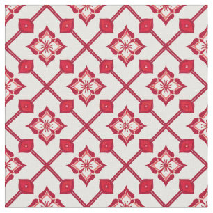 Rotes und weißes Blumenmuster Stoff