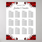 Rotes und weißes Blütenblatt 12 Hochzeitstische Poster (Vorne)