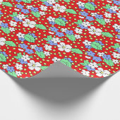 Rotes und weißes Blütenpapier Geschenkpapier (Ecke)