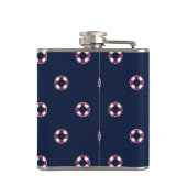 Rotes und weißes Bojen-Muster Flachmann (Rückseite)