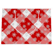 Rotes und Weißes Buffalo Kariert mit Schneeflocken Große Geschenktüte (Vorderseite)