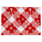 Rotes und Weißes Buffalo Kariert mit Schneeflocken Große Geschenktüte (Rückseite)