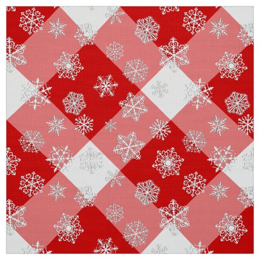 Rotes und Weißes Buffalo Kariert mit Schneeflocken Stoff (Muster)