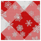 Rotes und Weißes Buffalo Kariert mit Schneeflocken Stoff (Nahaufnahme)