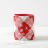 Rotes und Weißes Buffalo Kariert mit Schneeflocken Tasse (Zentrum)