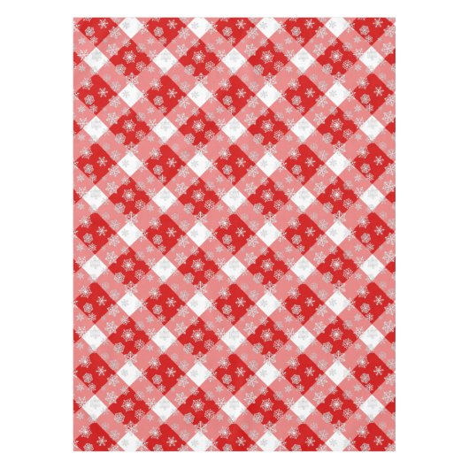 Rotes und Weißes Buffalo Kariert mit Schneeflocken Tischdecke (Vorderseite)