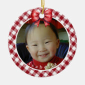 Rotes und Weißes Buffalo Kariertes Personalisierte Keramik Ornament (Vorne)