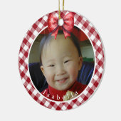 Rotes und Weißes Buffalo Kariertes Personalisierte Keramik Ornament (Links)