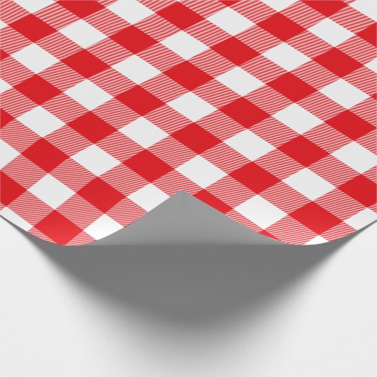 Rotes und weißes Büffel-Karo-Muster Geschenkpapier (Ecke)
