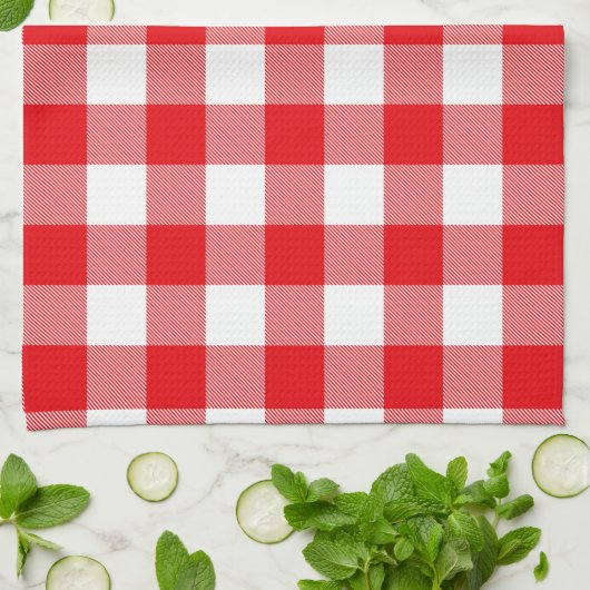Rotes und weißes Büffel-Karo-Muster Geschirrtuch (Gefaltet)