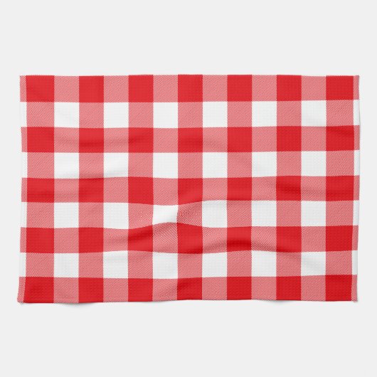Rotes und weißes Büffel-Karo-Muster Geschirrtuch (Horizontal)