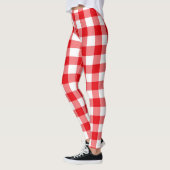 Rotes und weißes Büffel-Karo-Muster Leggings (Links)