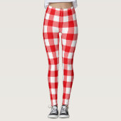 Rotes und weißes Büffel-Karo-Muster Leggings (Vorderseite)