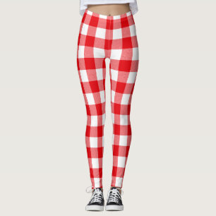 Rotes und weißes Büffel-Karo-Muster Leggings