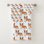 Rotes und weißes Cardigan-Walisisches Corgi-Hundsm Badhandtuch Set (Insitu)