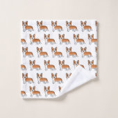 Rotes und weißes Cardigan-Walisisches Corgi-Hundsm Badhandtuch Set (Waschlappen)