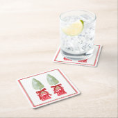 Rotes und weißes Chinoiserie Topiary Rechteckiger Pappuntersetzer (Vor Ort)