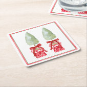 Rotes und weißes Chinoiserie Topiary Rechteckiger Pappuntersetzer (angewinkelt)