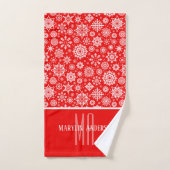 ROTES UND WEISSES CHRISTAMS-SCHNEEFLACHMONOGRAMM BADHANDTUCH SET (Handtuch)