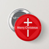 Rotes und weißes Christliches Kreuz Button (Vorne & Hinten)