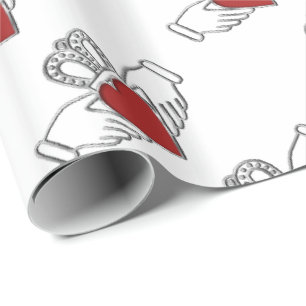 Rotes und weißes Claddagh Muster-Packpapier Geschenkpapier