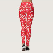Rotes und weißes Dala Pferdchen Kunstmuster Leggings (Rückseite)