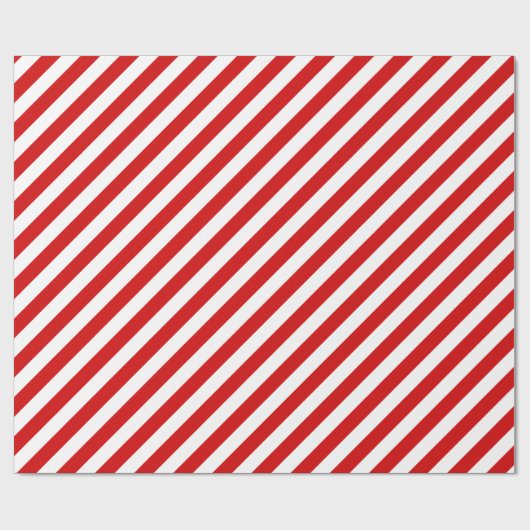 Rotes und weißes diagonales Streifen-Muster Geschenkpapier (Flach)